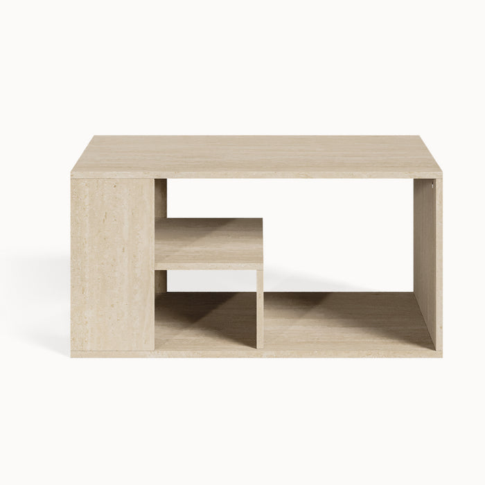 Tavolino Centrale da Salotto Antaa con Vani Aperti 80 x 50 x 40 cm - Color Avorio Travertino [en.casa]