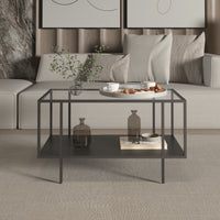 Tavolino Centrale da Salotto Nynna con Piano in Vetro 90 x 50 x 50cm Nero [en.casa]