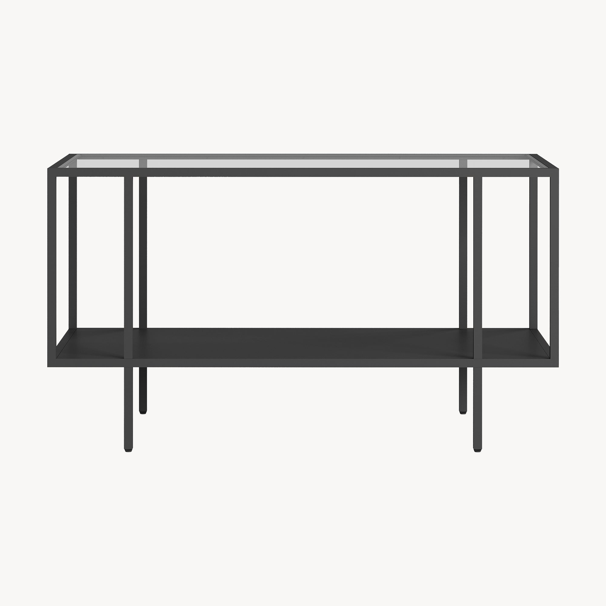 Tavolino Centrale da Salotto Nynna con Piano in Vetro 90 x 50 x 50cm Nero [en.casa]