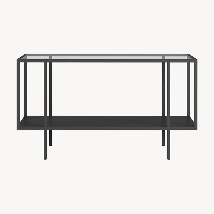 Tavolino Centrale da Salotto Nynna con Piano in Vetro 90 x 50 x 50cm Nero [en.casa]