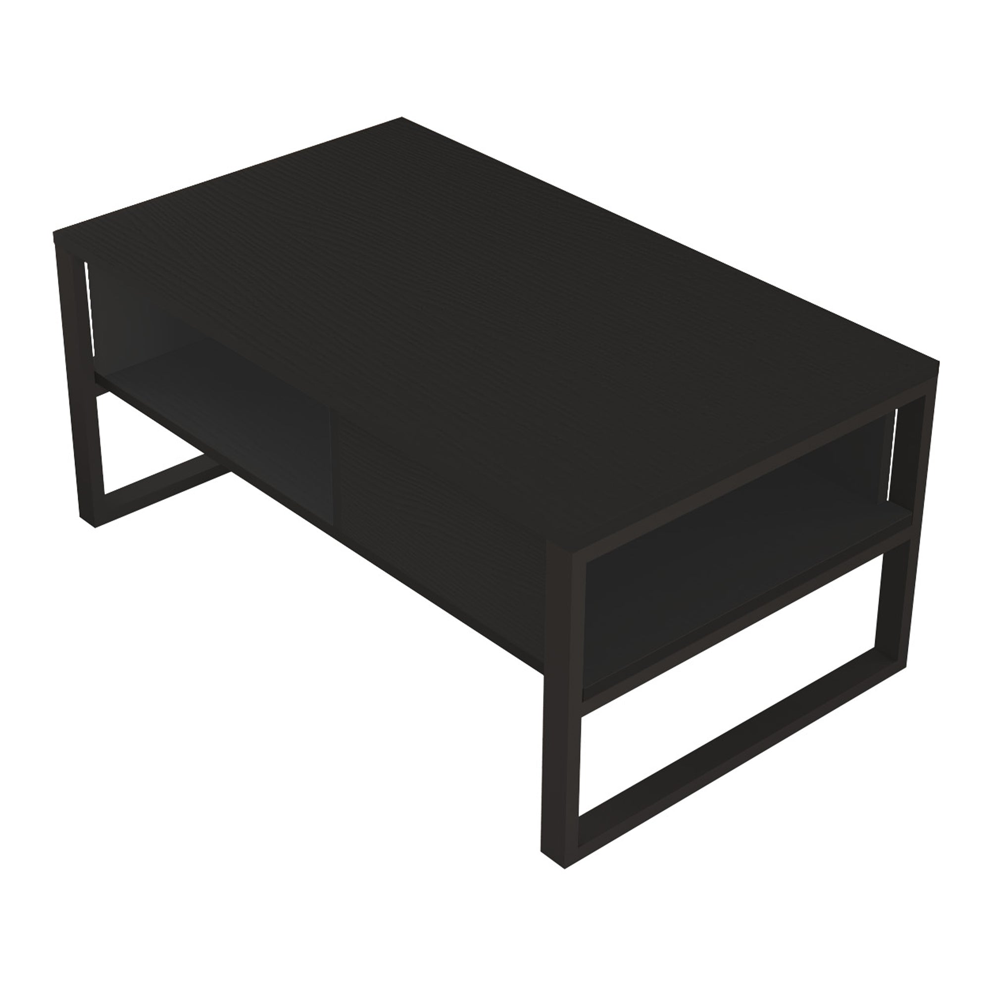 Tavolino Centrale da Salotto Laukaa con Scomparti 45 x 100 x 60 cm Nero [en.casa]