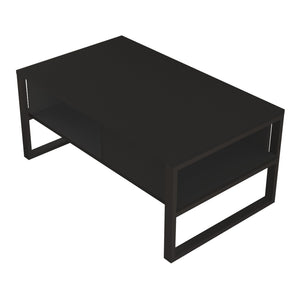 Tavolino Centrale da Salotto Laukaa con Scomparti 45 x 100 x 60 cm Nero [en.casa]