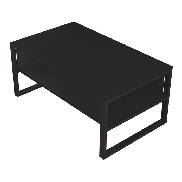 Tavolino Centrale da Salotto Laukaa con Scomparti 45 x 100 x 60 cm Nero [en.casa]