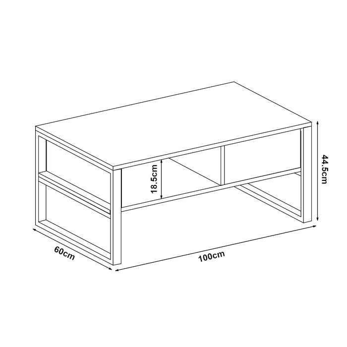 Tavolino Centrale da Salotto Laukaa con Scomparti 45 x 100 x 60 cm Beige/Nero [en.casa]
