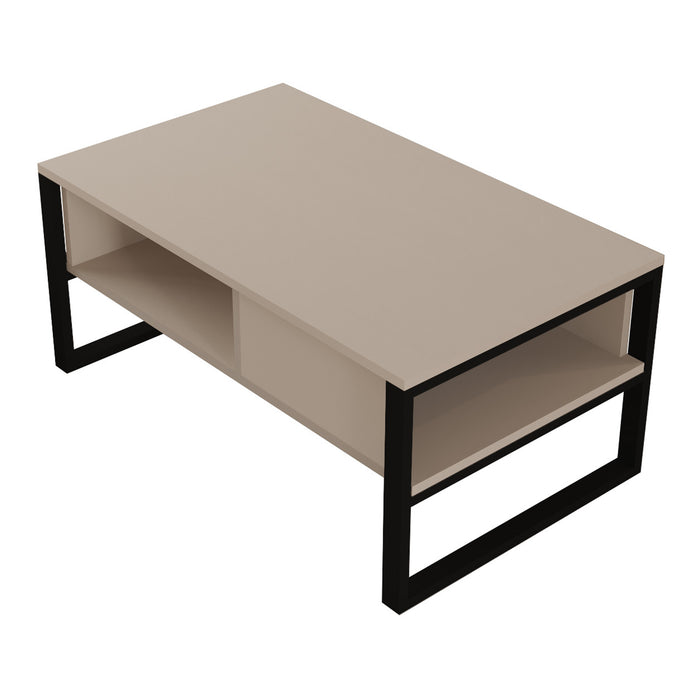 Tavolino Centrale da Salotto Laukaa con Scomparti 45 x 100 x 60 cm Beige/Nero [en.casa]