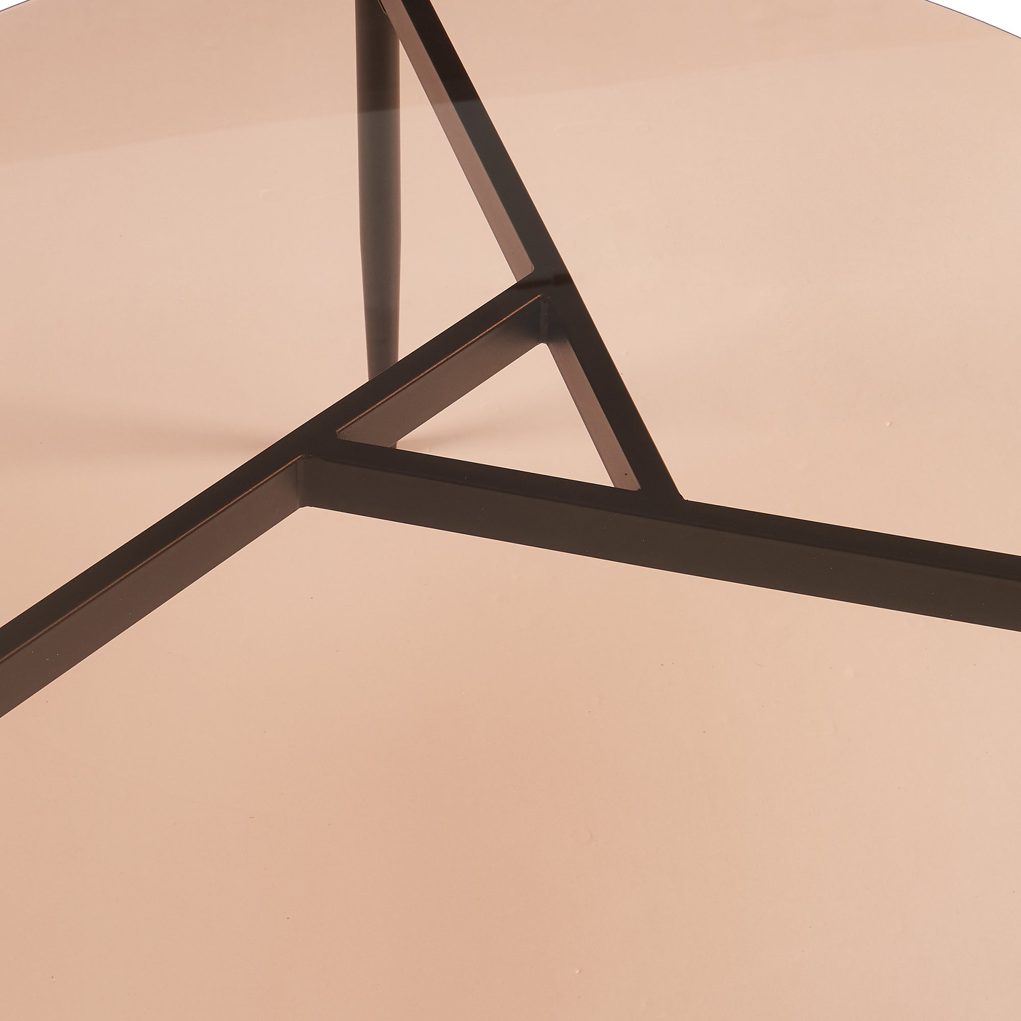 Tavolino da Salotto Ulökantaa con Piano Rotondo in Vetro Fumé - Marrone [en.casa]