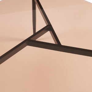 Tavolino da Salotto Ulökantaa con Piano Rotondo in Vetro Fumé - Marrone [en.casa]