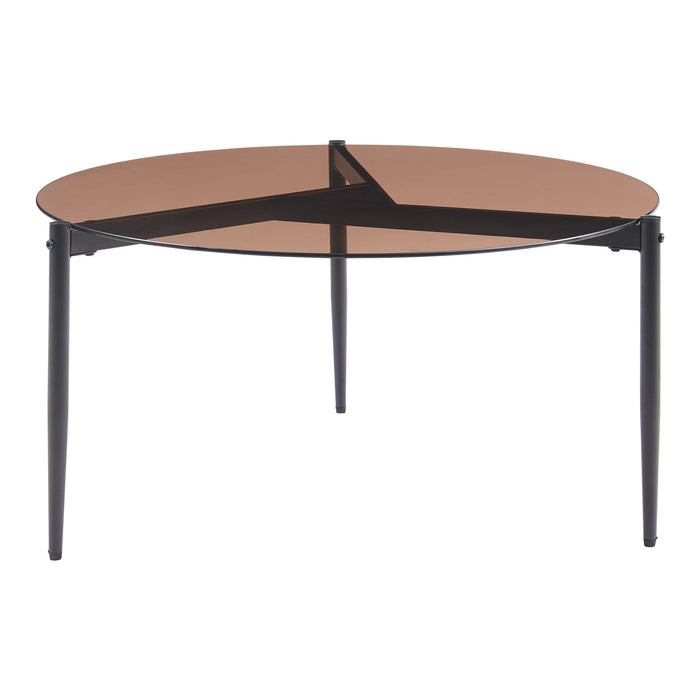 Tavolino da Salotto Ulökantaa con Piano Rotondo in Vetro Fumé - Marrone [en.casa]