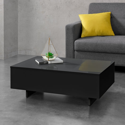 Tavolino Centrale da Salotto Vänersborg 85 x 55 x 31 cm - Nero Lucido [en.casa]