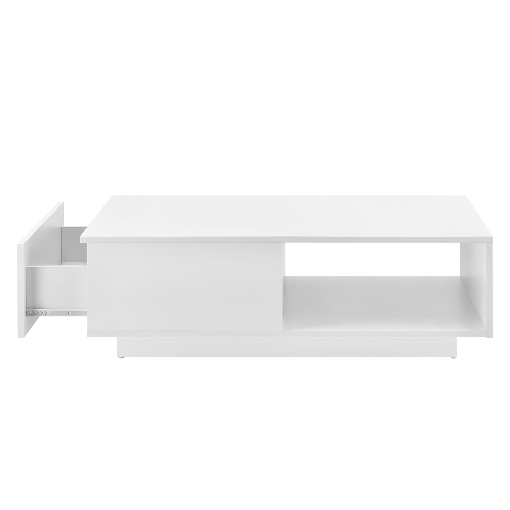 Tavolino da Caffè Biskra con Cassetto e Scomparto Aperto 95 x 55 x 31 cm - Bianco Lucido [en.casa]