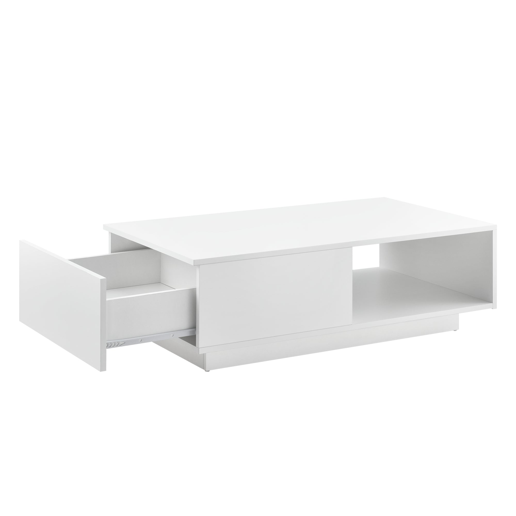 Tavolino da Caffè Biskra con Cassetto e Scomparto Aperto 95 x 55 x 31 cm - Bianco Lucido [en.casa]