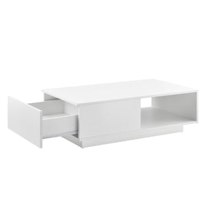 Tavolino da Caffè Biskra con Cassetto e Scomparto Aperto 95 x 55 x 31 cm - Bianco Lucido [en.casa]