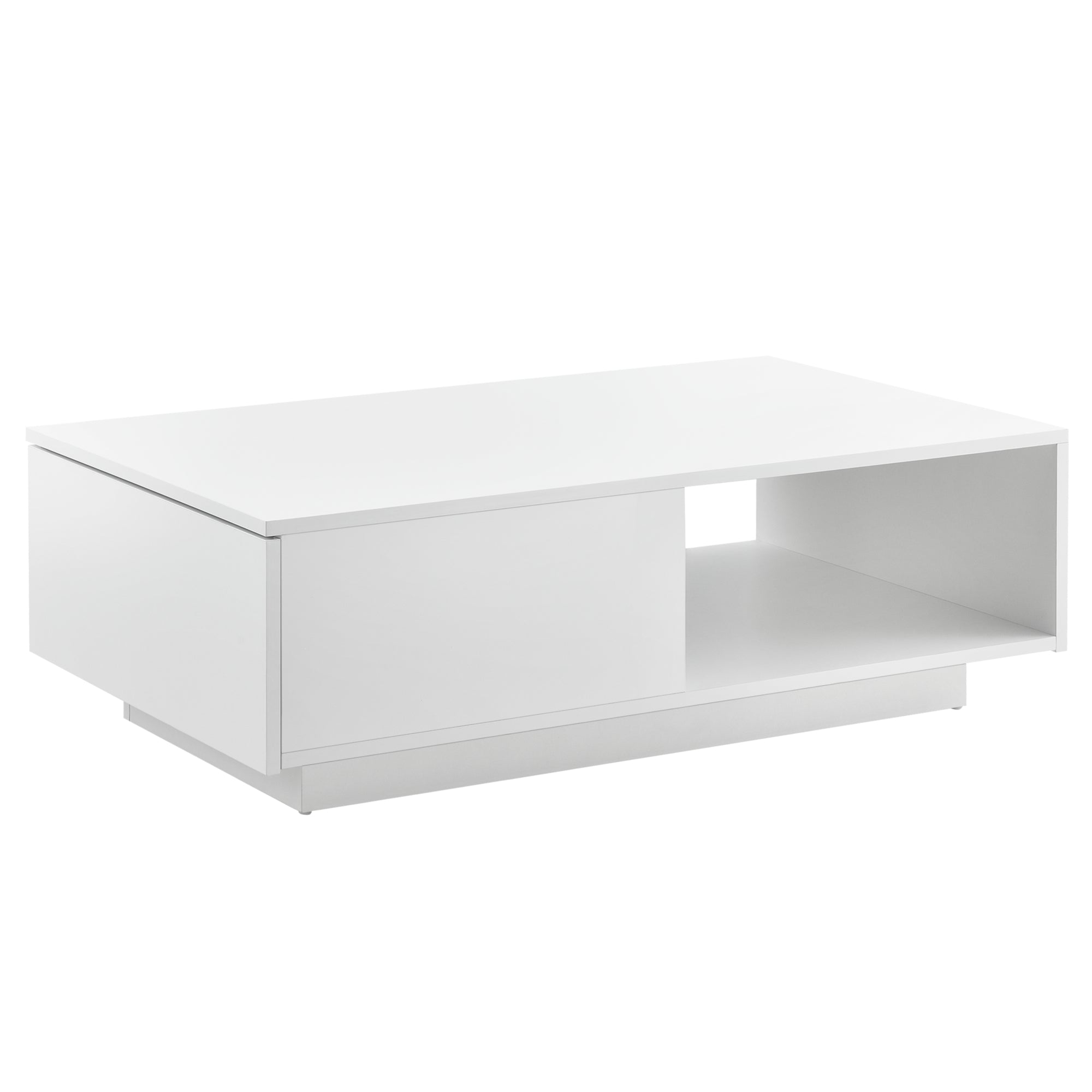 Tavolino da Caffè Biskra con Cassetto e Scomparto Aperto 95 x 55 x 31 cm - Bianco Lucido [en.casa]