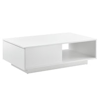 Tavolino da Caffè Biskra con Cassetto e Scomparto Aperto 95 x 55 x 31 cm - Bianco Lucido [en.casa]
