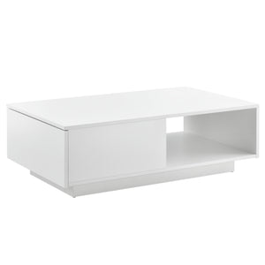 Tavolino da Caffè Biskra con Cassetto e Scomparto Aperto 95 x 55 x 31 cm - Bianco Lucido [en.casa]
