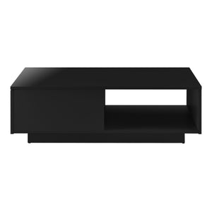 Tavolino da Caffè Biskra con Cassetto e Scomparto Aperto 95 x 55 x 31 cm - Nero Lucido [en.casa]