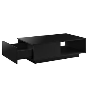 Tavolino da Caffè Biskra con Cassetto e Scomparto Aperto 95 x 55 x 31 cm - Nero Lucido [en.casa]