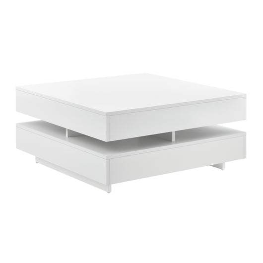 Tavolino Basso da Salotto Märsta con 4 Scomparti 75x75x36 cm - Bianco Lucido [en.casa]