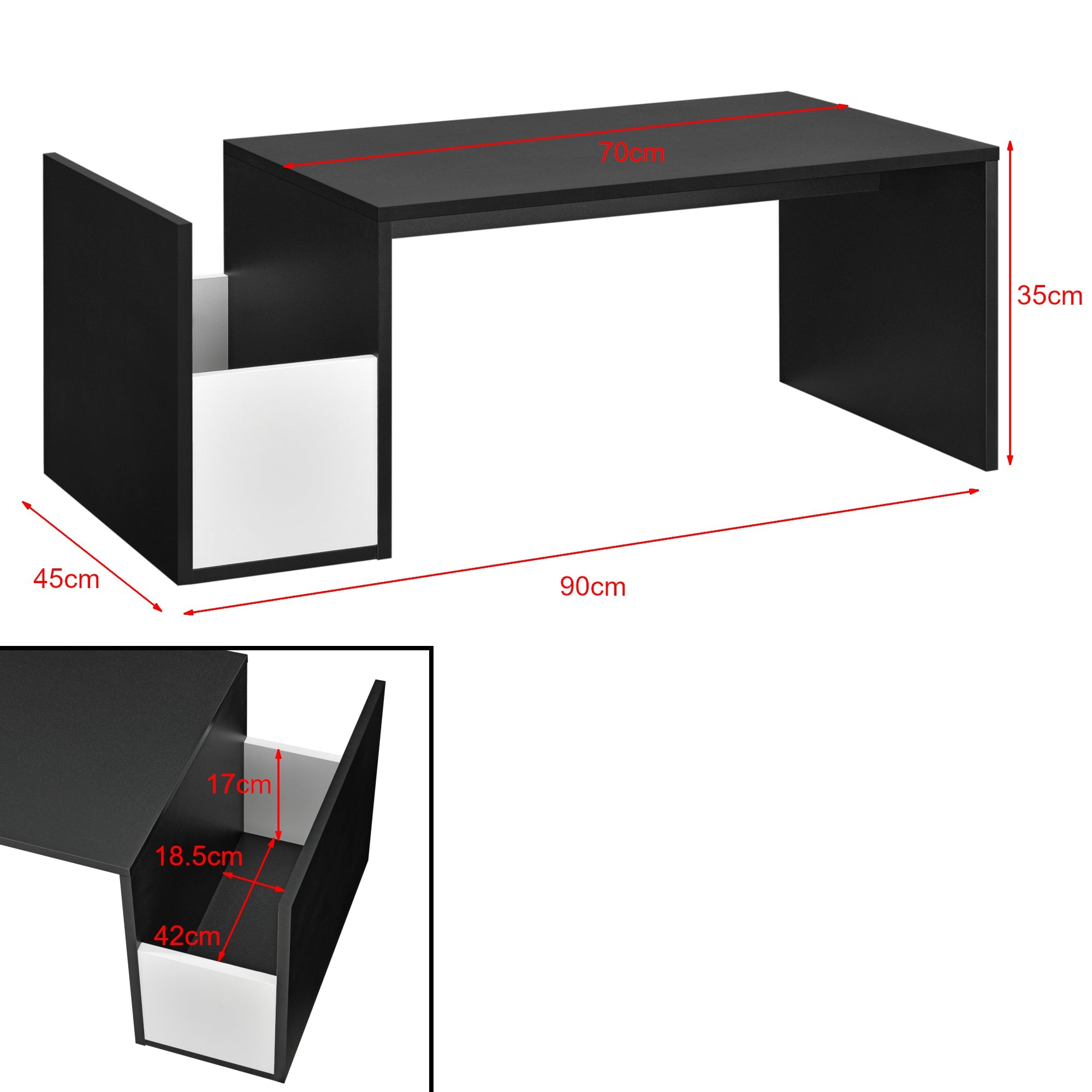 Tavolino per mobile soggiorno 90 cm bianco nero 03_0006169