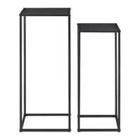 Set Barbaricina di 2 Tavolini Alti da Consolle in Misure Diverse - Metallo, Nero Opaco [en.casa]