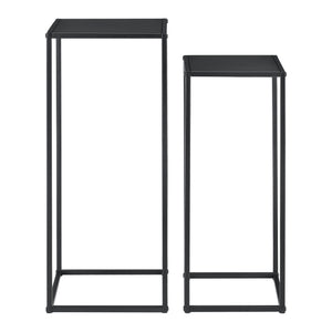 Set Barbaricina di 2 Tavolini Alti da Consolle in Misure Diverse - Metallo, Nero Opaco [en.casa]