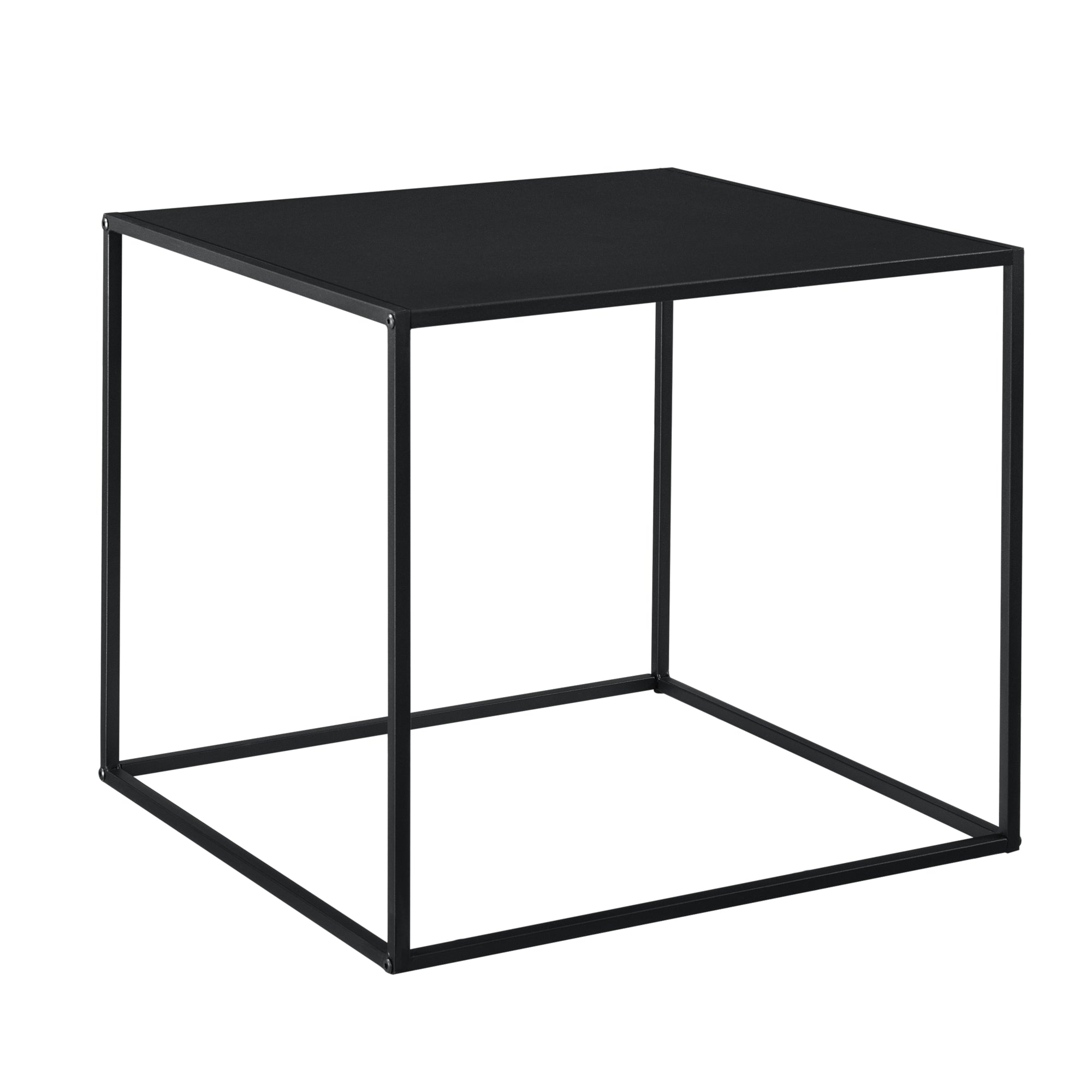 Tavolo Basso in Metallo 50x55x55 cm Tavolino da Appoggio - Nero [en.casa]