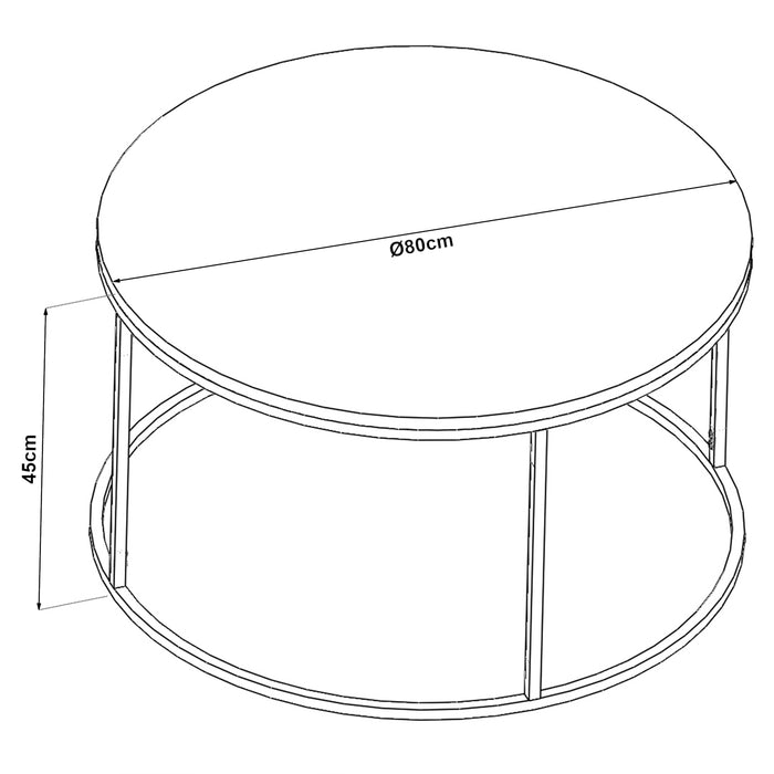 Tavolino Rotondo Kolari da Caffé con Piano in Vetro Temperato (AxØ) 45 x 80 cm - Trasparente [en.casa]