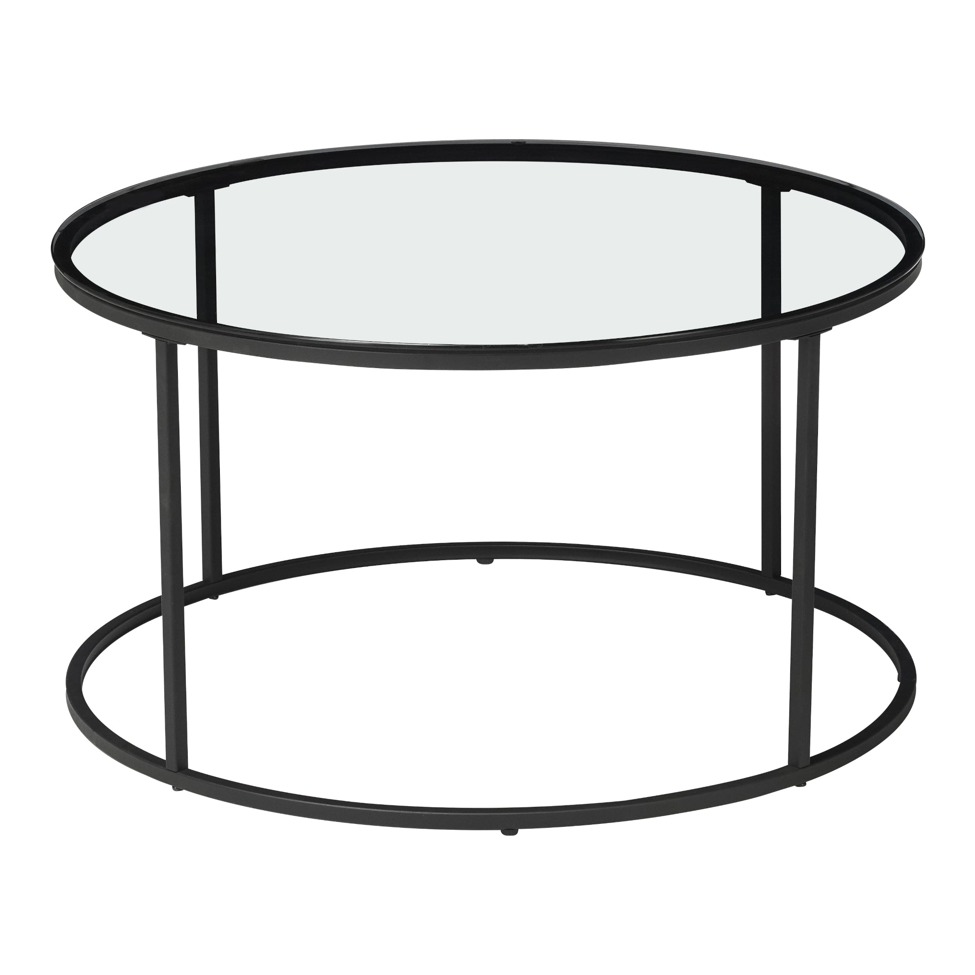 Tavolino Rotondo Kolari da Caffé con Piano in Vetro Temperato (AxØ) 45 x 80 cm - Trasparente [en.casa]