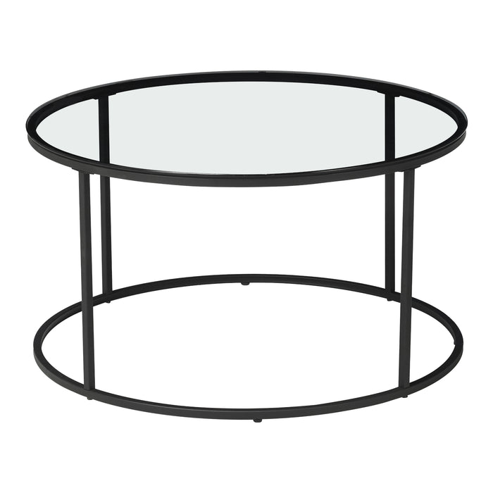 Tavolino Rotondo Kolari da Caffé con Piano in Vetro Temperato (AxØ) 45 x 80 cm - Trasparente [en.casa]