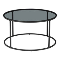 Tavolino Rotondo Kolari da Caffé con Piano in Vetro Temperato (AxØ) 45 x 80 cm - Fumé Grigio [en.casa]