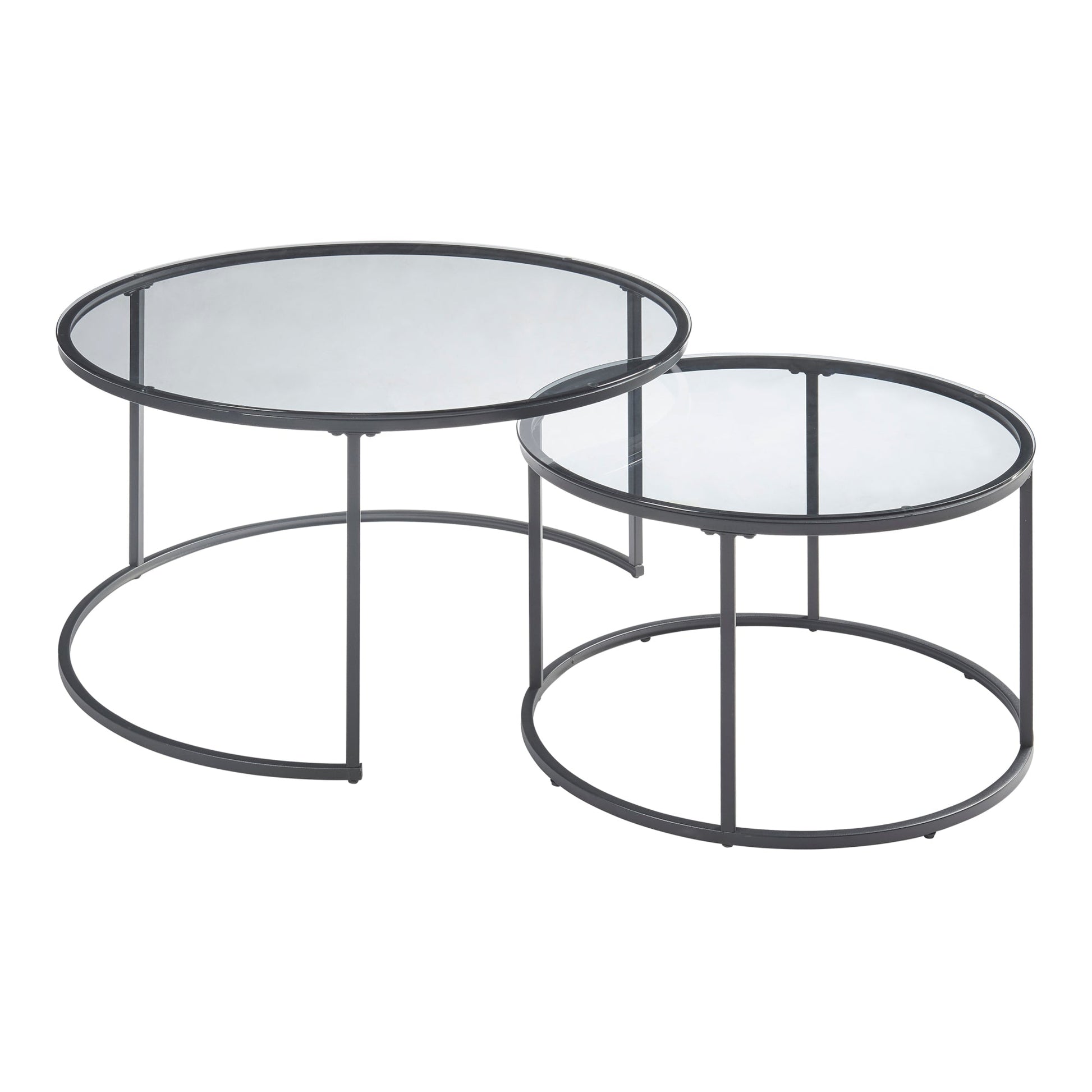 Set di 2 tavolini rotondi impilabili in vetro fumè 03_0008364