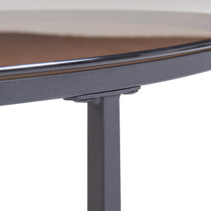 Set Kokkola 2 Tavolini Sovrapponibili con Piani Rotondi in Vetro Fumè Marrone  [en.casa]