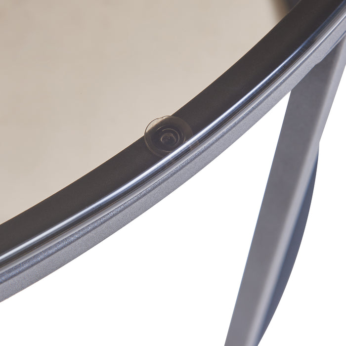 Set Kokkola 2 Tavolini Sovrapponibili con Piani Rotondi in Vetro Fumè Grigio [en.casa]