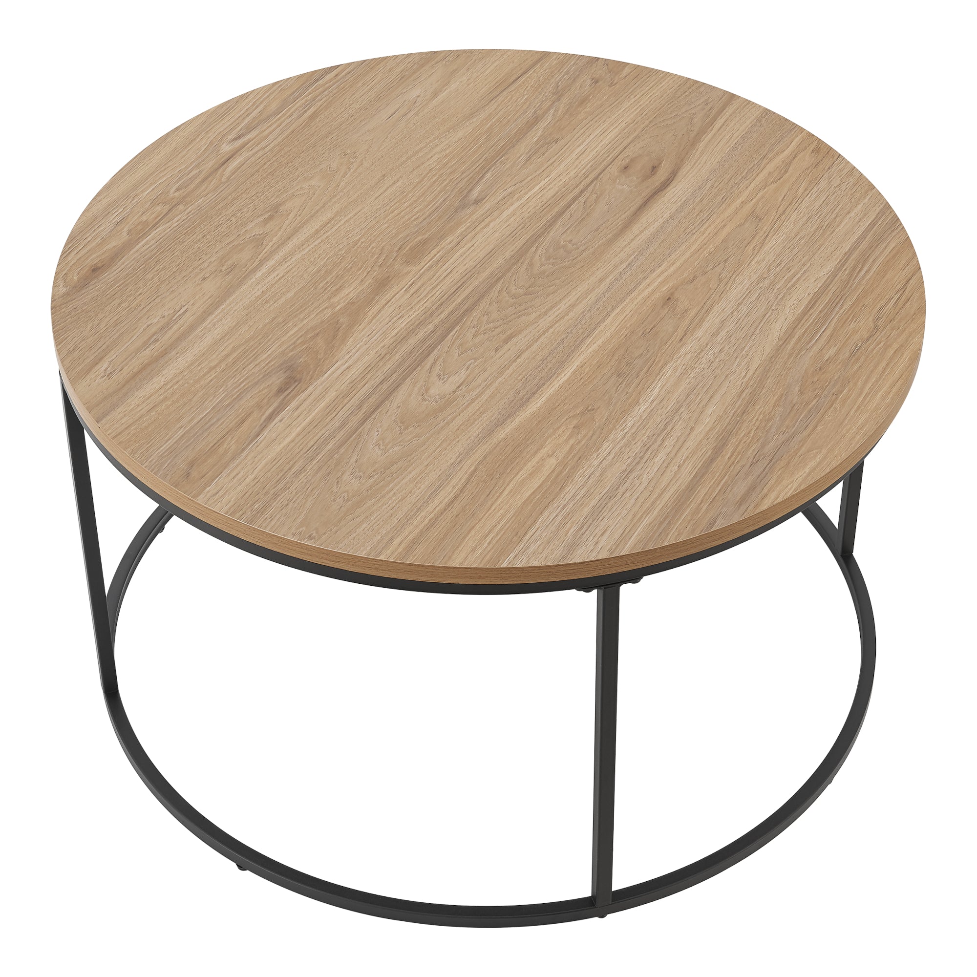 Tavolino rotondo diametro 80 cm nero ed effetto legno 03_0008451