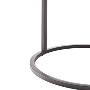 Set Kokkola 2 Tavolini Sovrapponibili con Piani Rotondi in Vetro Fumè e MDF Effetto Marmo Bianco [en.casa]