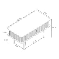 Tavolino Tysvær da Salotto con 2 Ante Scorrevoli in Bambù - Naturale / Azzurro [en.casa]