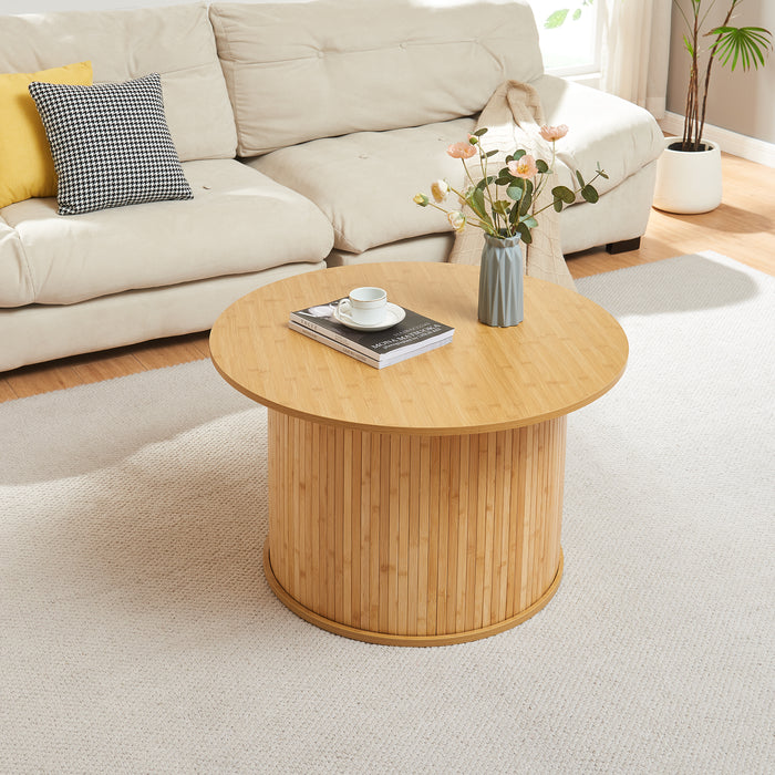 Tavolino Rotondo da Salotto Ledepid 48 x Ø80 cm - Naturale [en.casa]