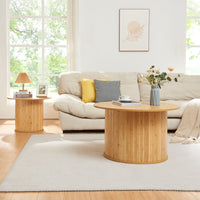 Tavolino Rotondo da Salotto Ledepid 48 x Ø80 cm - Naturale [en.casa]