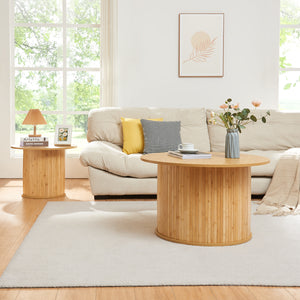 Tavolino Rotondo da Salotto Ledepid 48 x Ø80 cm - Naturale [en.casa]