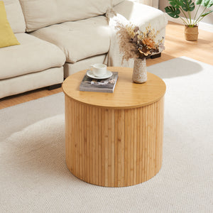 Tavolino Rotondo da Salotto Ledepid 48 x Ø60 cm - Naturale [en.casa]