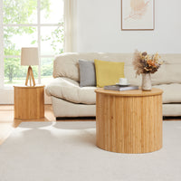 Tavolino Rotondo da Salotto Ledepid 48 x Ø60 cm - Naturale [en.casa]