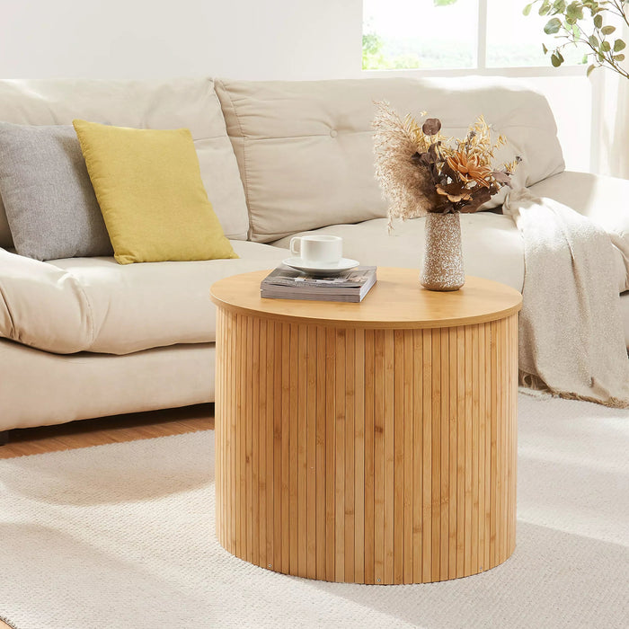 Tavolino Rotondo da Salotto Ledepid 48 x Ø60 cm - Naturale [en.casa]