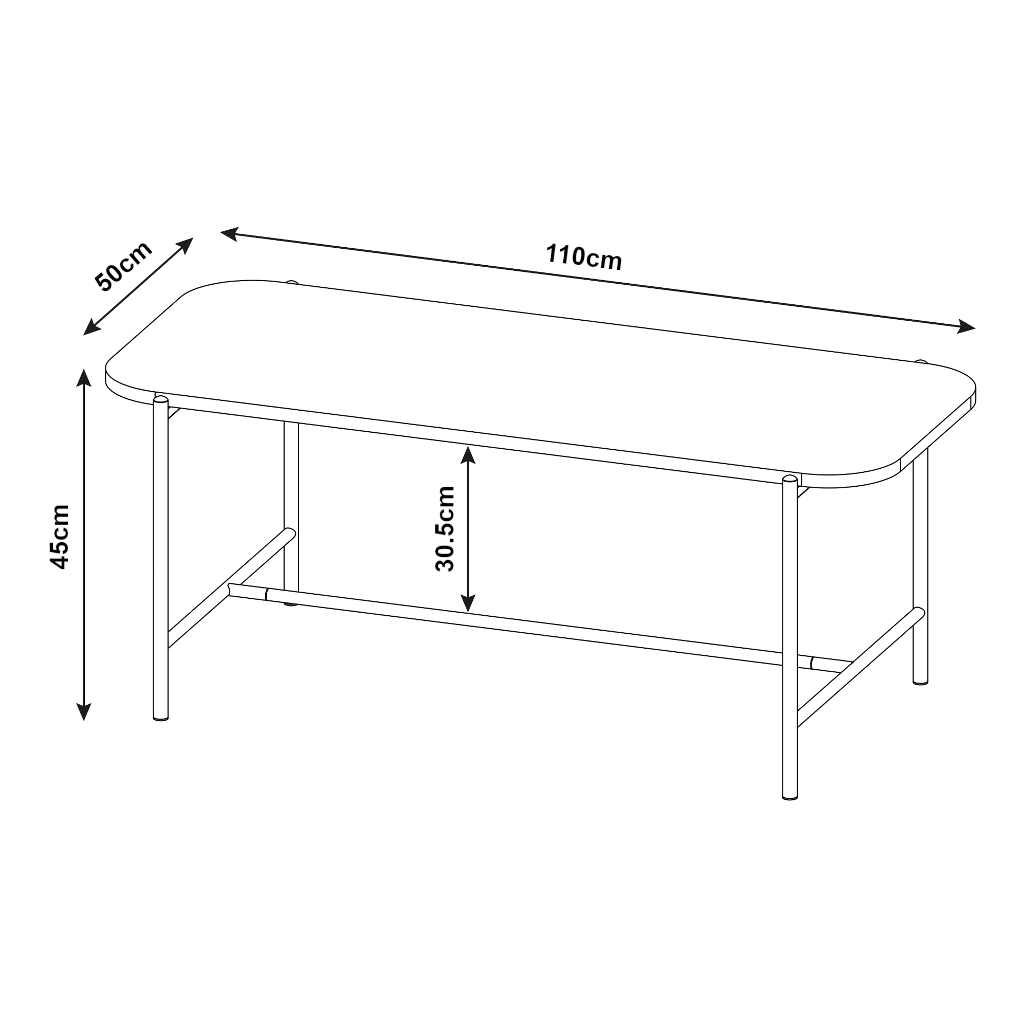 Tavolino Centrale da Salotto Samnanger Nero [en.casa]