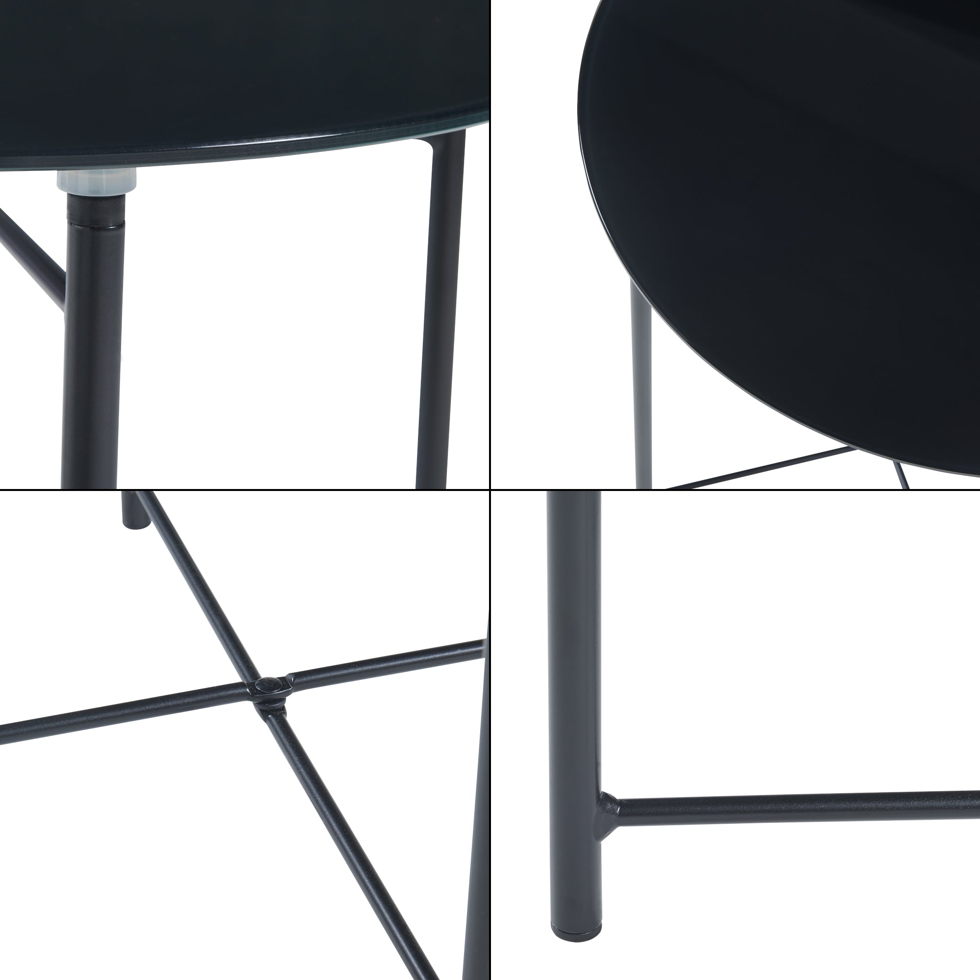 Tavolino da Caffè Ödeshög con Piano Rotondo - Nero [en.casa]