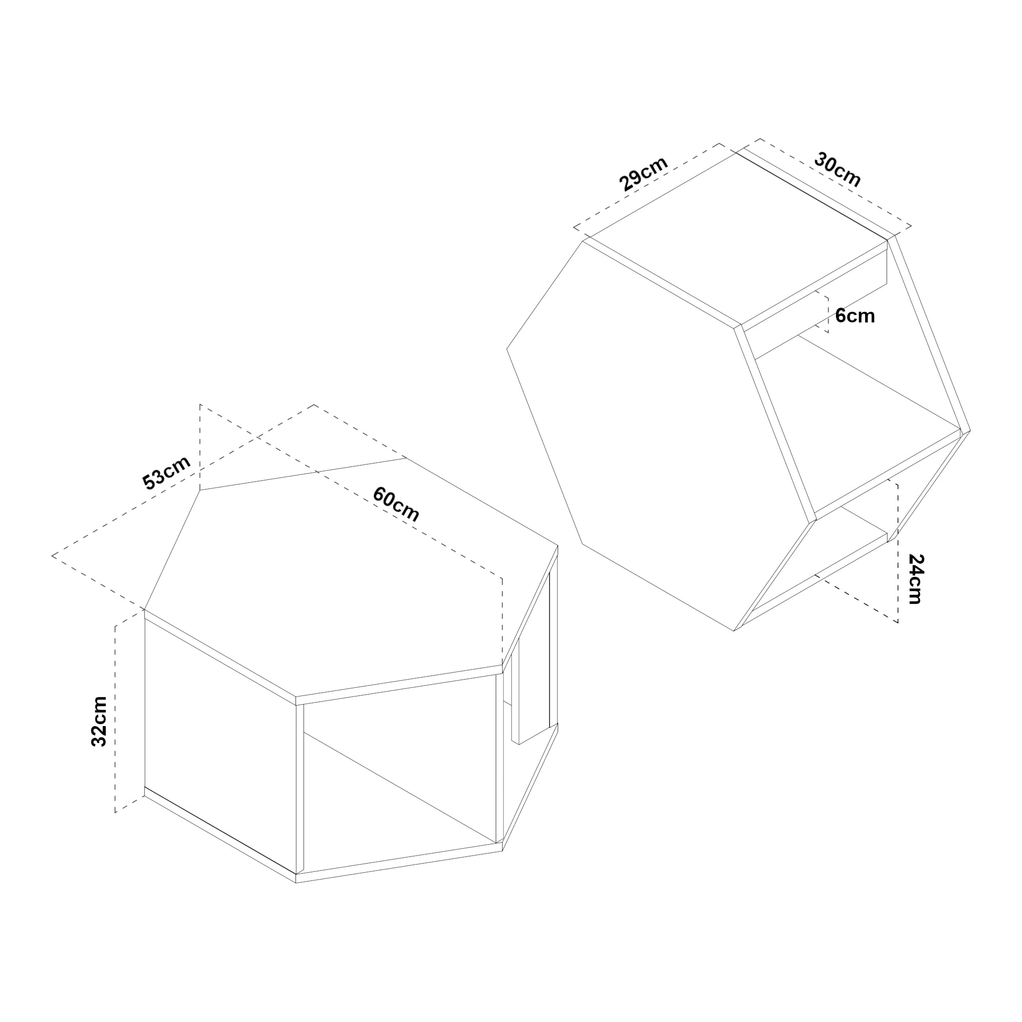 Set di 2 Tavolini Molde Design Esagonale - Effetto Noce / Nero [en.casa]