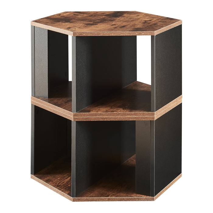 Set di 2 Tavolini Molde Design Esagonale - Effetto Noce / Nero [en.casa]