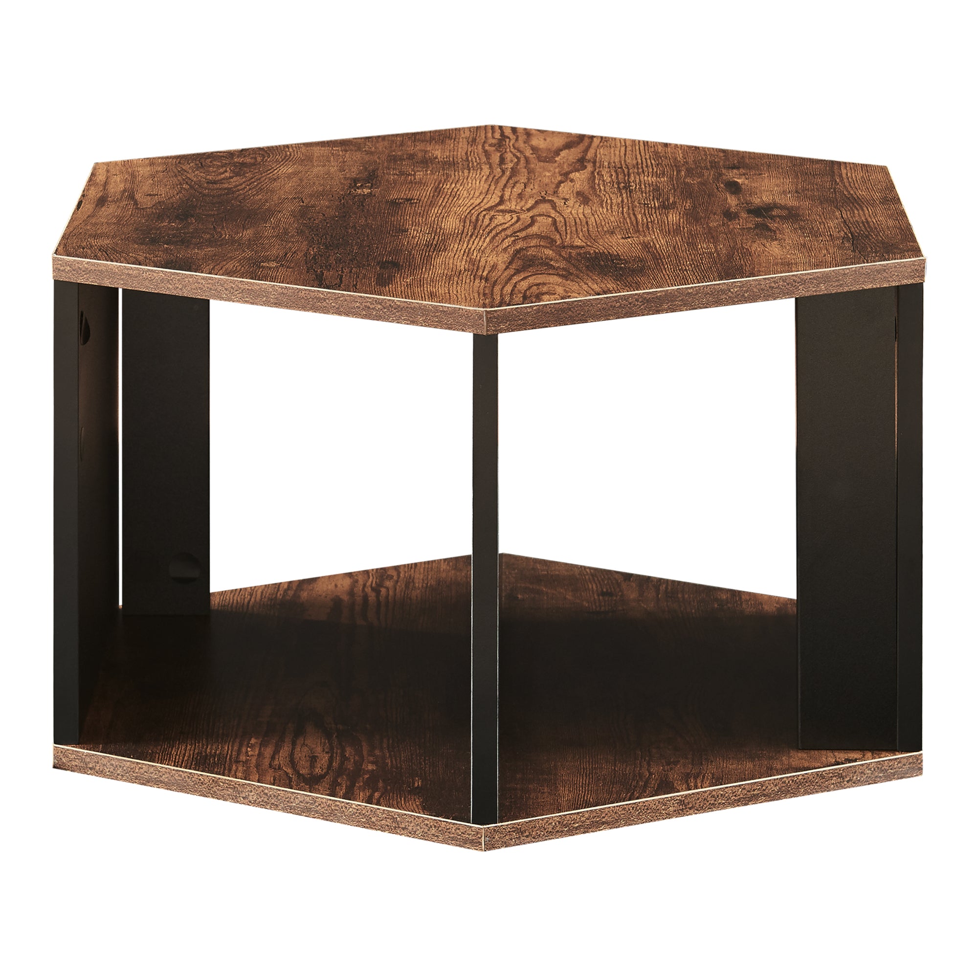 Set di 2 Tavolini Molde Design Esagonale - Effetto Noce / Nero [en.casa]