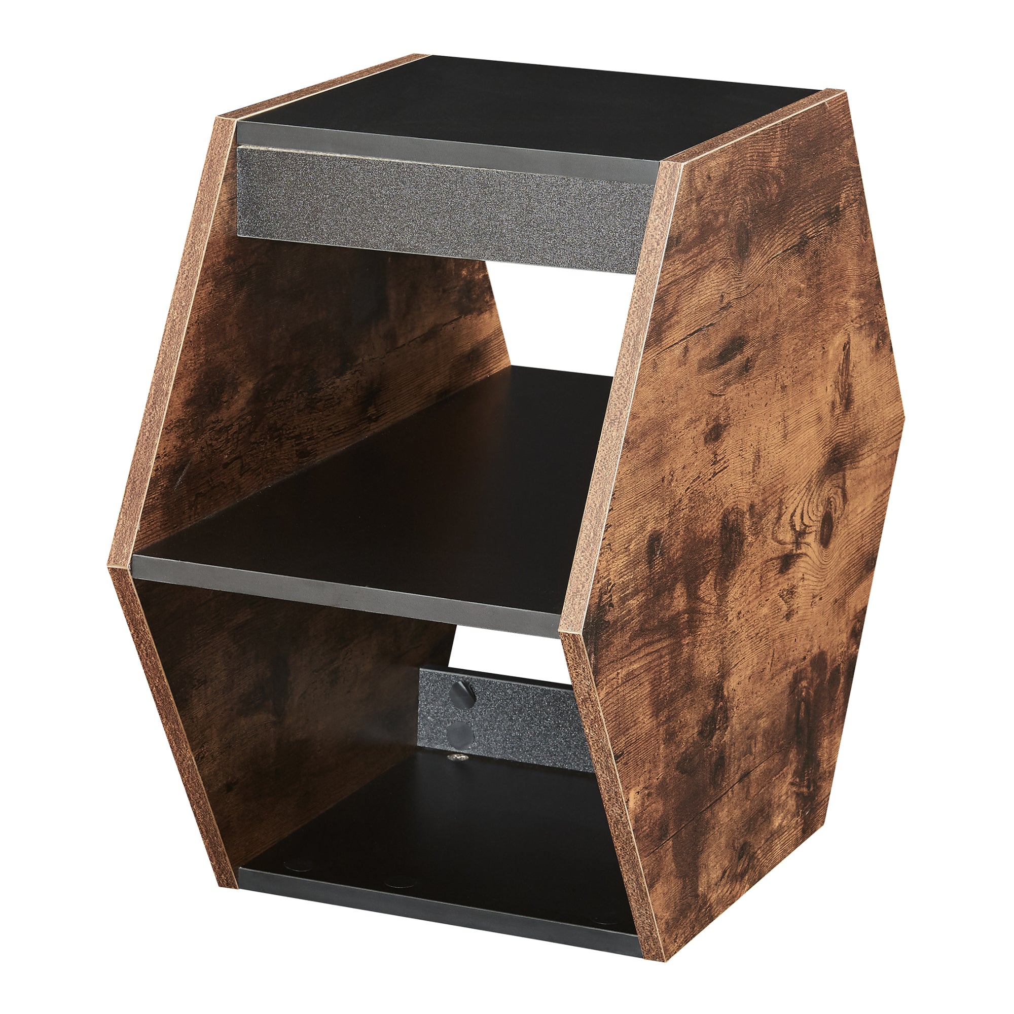 Set di 2 Tavolini Molde Design Esagonale - Effetto Noce / Nero [en.casa]