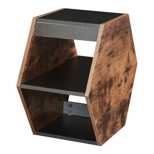 Set di 2 Tavolini Molde Design Esagonale - Effetto Noce / Nero [en.casa]