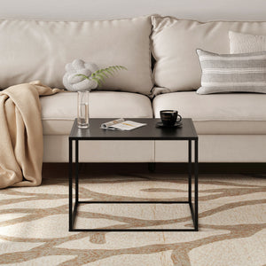 Tavolino Basso da Soggiorno Solund a 1 Piano di Appoggio 60x60x45 cm Nero opaco [en.casa]